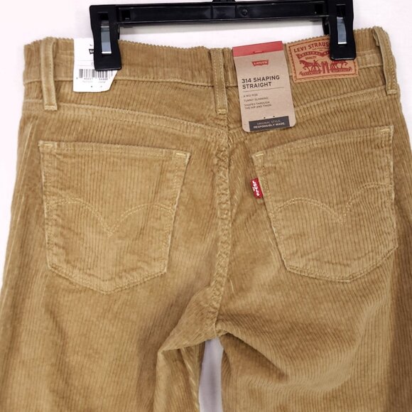 Levi’s Corduroy 314 Shaping Straight Pants Womens 27x30 Gold Brown Mid Rise - Picture 4 of 14